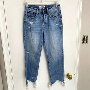 PISTOLA Revolve Charlie High Rise Straight Medium Wash Frayed Hem Jeans